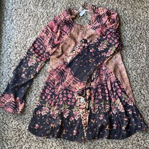 Free People Multi-color tunic, bell sleeves with open back detail, new with tags
